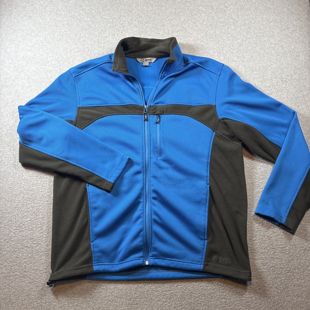 Guide Series Full Zip Men's Jacket Sz L Blue Gray Pockets Fleece Outdoors Hiking